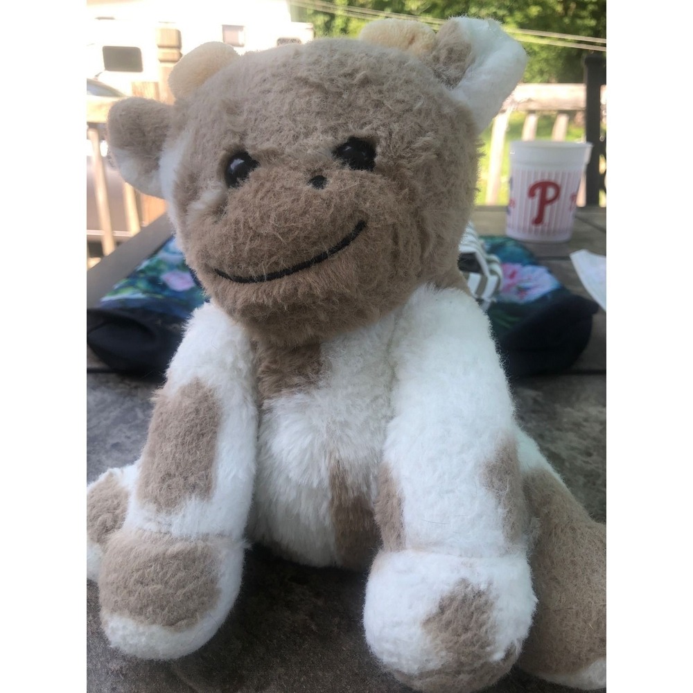 Plush Dairy Cow Stuffed Animal Tan White Spotted Soft Fuzzy Cuddly Toy